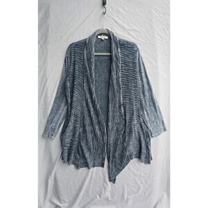 Jess & Jane Blouse Womens Small Gray Crinkle Open Front Kimono Cardigan Top